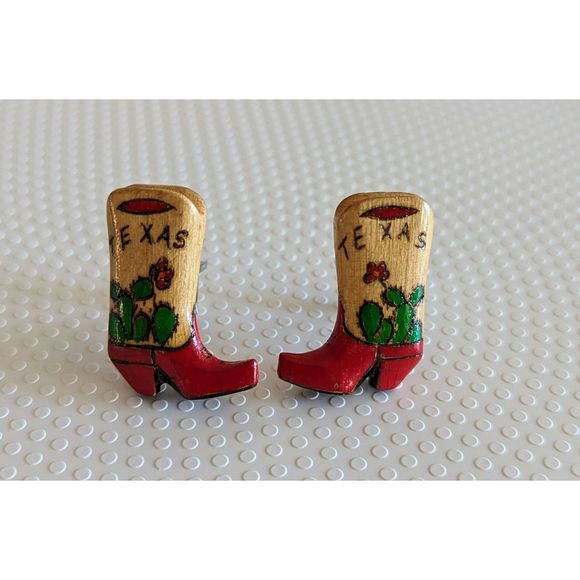 Bundle of two (2) wood cowboy boots cufflinks (Unisex) - Picture 6 of 10